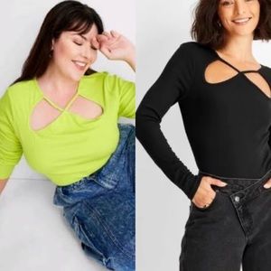 BUNDLE- Future Collective Cutout Bodysuits- Lime Green and Black- NWT 3x